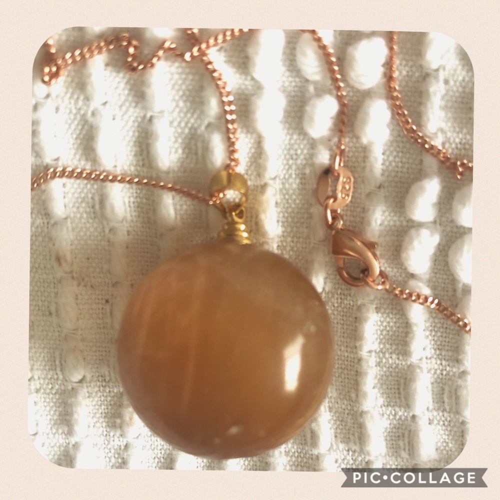 Red Gold Rutilated Quartz Crystal Ball Necklace